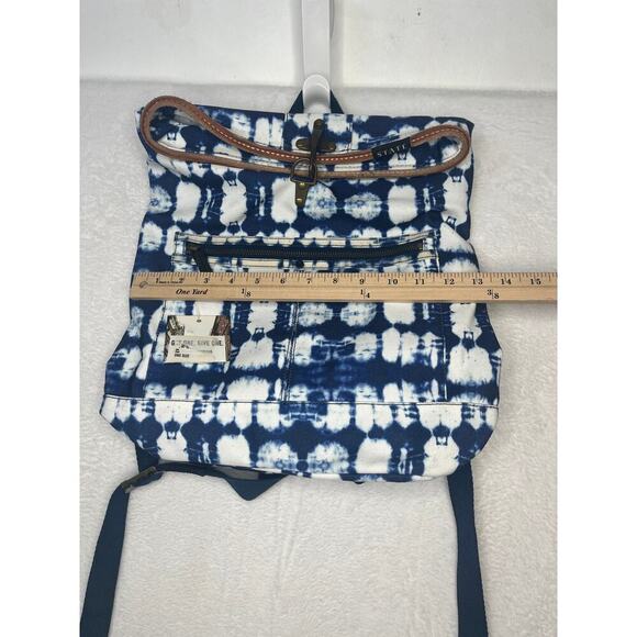 NWT STATE Blue Tie Dye Leather Rolltop Toggle Backpack Anthropologie Boho Hippie - Picture 5 of 8